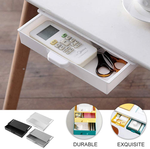 NUOBESTY 3pcs Under Desk Drawer Organizer Slide Out Hidden Table Storage Drawer Tray Self- Adhesive Stationery Pencil Holder for Office School Home