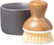 Full Circle Bubble Up Ceramic Soap Dispenser & Bamboo Dish Brush, White/Gray