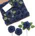 Ling's moment Rose Artificial Flowers 25pcs Realistic Fake Roses w/Stem for DIY Wedding Bouquets Centerpieces Bridal Shower Party Home Decorations (Navy Blue, 25pcs Regular 3")