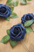 Ling's moment Rose Artificial Flowers 25pcs Realistic Fake Roses w/Stem for DIY Wedding Bouquets Centerpieces Bridal Shower Party Home Decorations (Navy Blue, 25pcs Regular 3")