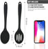 4 Pieces Silicone Cooking Spoons Set Silicone Serving Spoon Silicone Nonstick Mixing Spoons Slotted Spoons Large Nonstick Heat Resistant Spoons for Kitchen Cooking Bake Stir Draining Tool (Black)