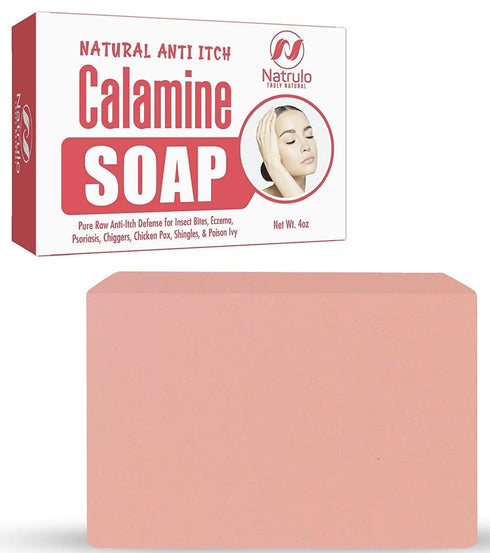 Natural Instant Itch Relief Soap Bar - Calming Calamine Soap for Itchy Skin, Bug Insect Mosquito or Ant Bite, Eczema, Poison Ivy Rash, Chicken Pox - Pure Raw Anti-Itch Defense Cleansing Skincare