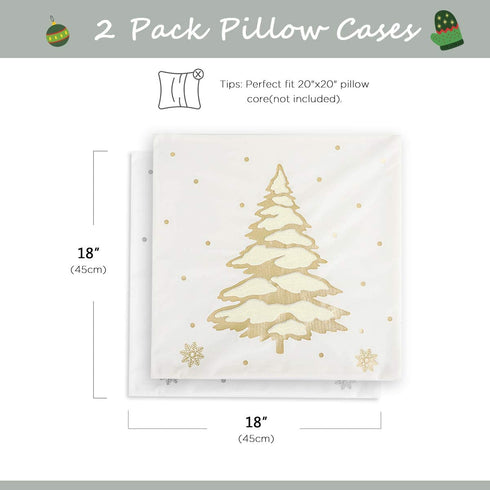 MoKo Pack of 2 Throw Pillow Cover, Soft Square Pillow Cases Foil Hot-Stamped Snowflakes Christmas Decorative Cushion Covers for Sofa Couch Bed Home Car Decoration, 18" x 18", 45 x 45 cm, Gold & Silver