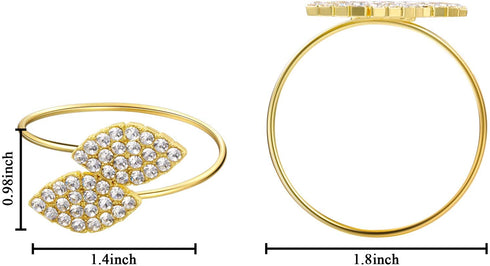 Set of 24 Napkin Rings Wedding Napkin Holder Metal Leaves Napkins Holder Rhinestone Napkin Buckle for Wedding,Mothers Day, Party Celebrate Festival Dinner Table Decoration (Gold)