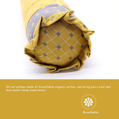 Buckwheat Pillow Neck Roll Pillow - EDOMI Cervical Lumbar Support Pillow Round Therapeutic Bolster Pillow for Stomach Sleepers Spine and Back Pain Buckwheat Hulls Filling (16x4 inch, Yellow)