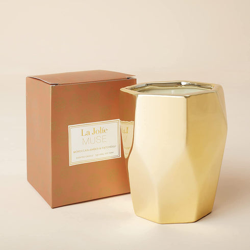 LA JOLIE MUSE Moroccan Amber & Patchouli Scented Candle for Men Women, Candles for Home Scented, Stress Relief Relaxing Candle Gifts, Natural Soy Candle, 80 Hours Long Burning, 10 Oz
