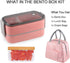 Bento Box For Adults Natraprow BPA-Free Bento Box Lunch Box Leak Proof 3 Compartments Bento Box Kit With Detachable Divider , Lunch Bag, Stackable Lunch Containers Pink Bento Box With Utensils (pink)