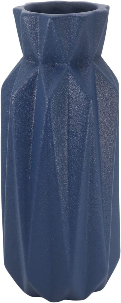 Gemseek 8 Inch Deep Blue Ceramic Flower Vase, Small Table Vase for Living Room Indoor Home Decor, Wedding Centerpieces/Arrangements