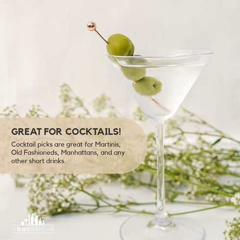 Copper Cocktail Picks (Set of 12) 4? Copper Stir Sticks for Bloody Mary, Tom Collins, Olive Skewers, Drink Garnish, Shrimp or Appetizer Charcuterie, Rose Gold Cocktail Picks