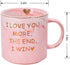 Valentines Day Gifts for Her Him Women Men-12 oz Marble Pink Coffee Funny Gifts Mug,Mothers Day Christmas Anniversary Birthday Gifts for Her Girlfriend Him Wife Print I Love You More The End I Win