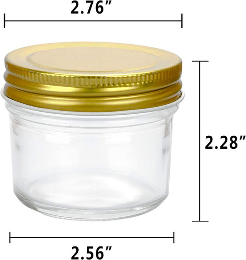 Encheng 4 oz Clear Glass Jars With Lids(Golden),Small Spice Jars For Herb,Jelly,Jams,Wide Mouth Mason Jars Canning Jars For Kitchen Storage 20 Pack ¦ ¦