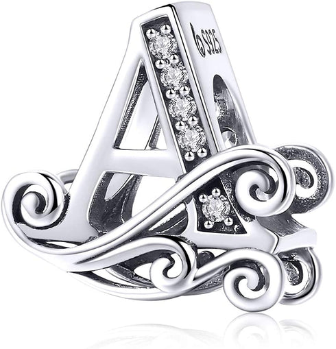 BETTY&SARAH 925 Sterling Silver Letter Charms for Pandora Bracelets Alphabet Initial Beads Jewelry Gift for Women