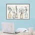 Flower Wall Art Painting Line Wood Texture Botanical Wall Art Canvas Picture Contemporary Botanic in Jar Canvas Artwork for Living Room Bedroom Kitchen Dinning Room Office Home Decor No Frame 24x16in