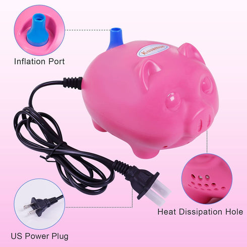 Kusamue Electric Balloon Pump - Quick Inflation for Party Decoration Arch/110V 600W Portable Inflator Balloon Blower Air Pump: Fast & Easy Filling Balloons (Pink)