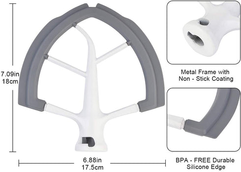 Flex Edge Beater for KitchenAid Bowl-Lift Stand Mixer - 6 Quart Flat Beater Paddle with Flexible Silicone Edges