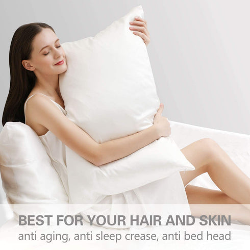 ZIMASILK 100% Mulberry Silk Pillowcase for Hair and Skin Health,Soft and Smooth,Both Sides Premium Grade 6A Silk,600 Thread Count,with Hidden Zipper,1pc(Standard 20''x26'',Ivory)