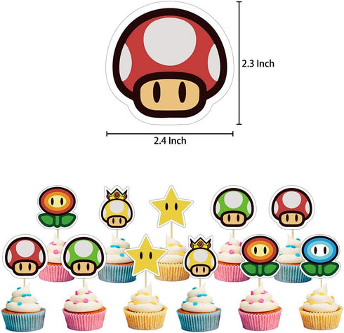 Mario Brothers Party Supplies Mario Birthday Party Supplies Mario Balloons Banner Cake Toppers for Party Decorations, Set of 57 Pcs