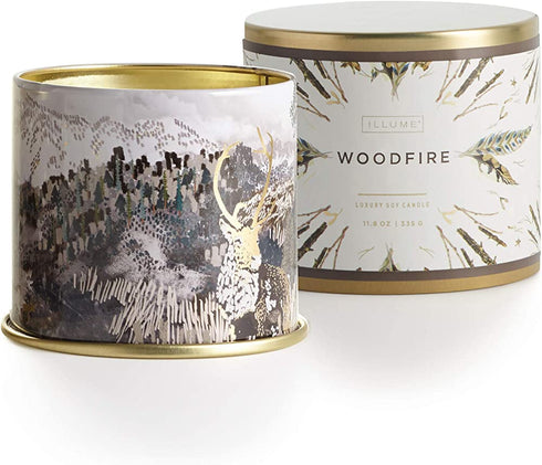 Illume Noble Holiday Collection Woodfire Scented Soy Candle, Vanity Tin