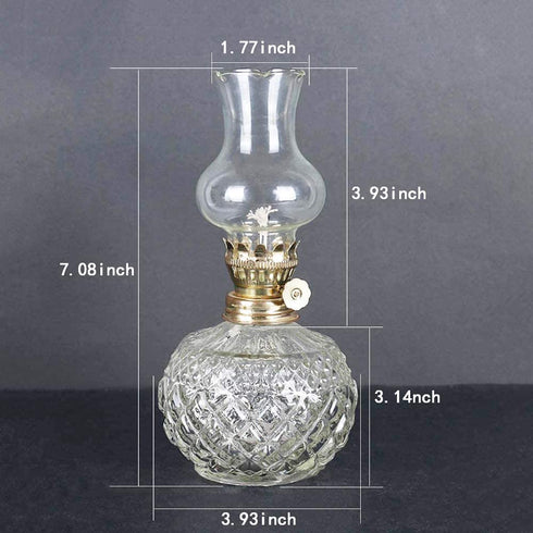 DNRVK Spherical Classic Oil Lamp with Clear Glass Lampshade Adjustable Switch Kerosene Lamp Oil Lantern 7.08in Height