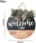 Welcome Sign Front for Door Decoration, 12 in Round Wood Wreaths Wall Hanging Outdoor, Farmhouse, Porch, for Spring Summer Fall All Seasons Holiday Christmas (Black)