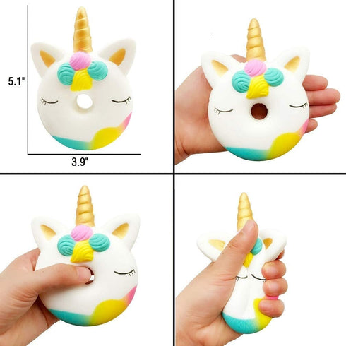 YOAUSHY 6 Pcs Squishies Toy Jumbo Slow Rising Unicorn Horse,Cake,Unicorn Donut,Panda,Spoon Cat Set for Kids Party Favors Stress Relief Toys
