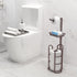 Toilet Paper Holder Stand with Reserve and Dispenser for 4 Mega Roll, Bathroom Freestanding Toilet Tissue Storage with Shelf for Wipes and Phone, Bronze