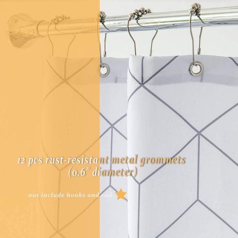 Aimjerry Cube Fabric Shower Curtain for Bathroom, White Waterproof 72-inch