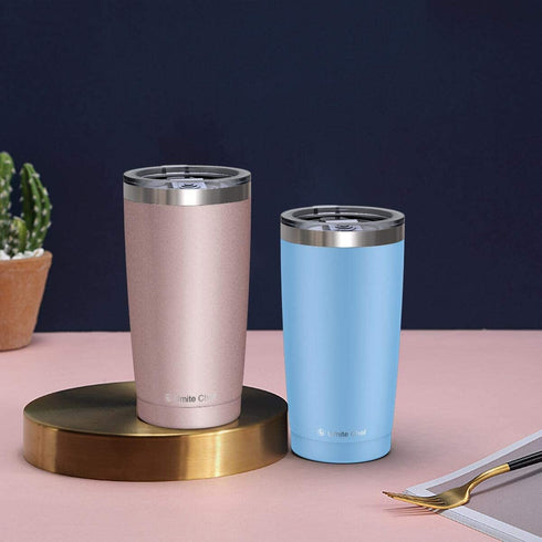 Umite Chef 20oz Tumbler with Lid, Stainless Steel Vacuum Insulated Double Wall Travel Tumbler with Straw, Durable Insulated Coffee Mug, Rose Gold, Thermal Cup with Lid