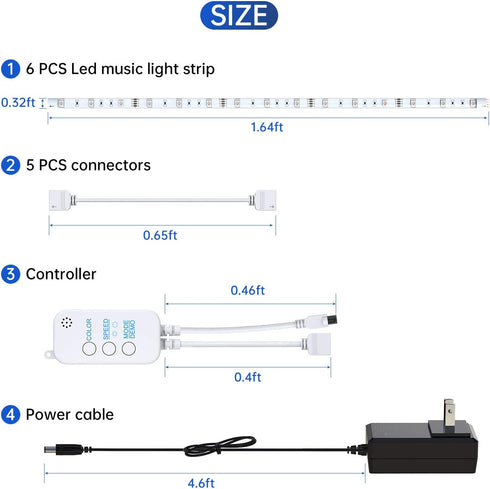 Under Cabinet LED Lighting Kit, GPED 5050 RGB Led Strip Lights 6PCS Waterproof TV Backlight with APP Remote Control Music Sync Led Lights Flexible 10ft Tape Lighting Kits Timing Bedroom Kitchen