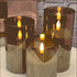 Eldnacele Glass Candles Flameless Flickering Candles with Remote Control & Timer, 3D Wick LED Battery Operated Pillar Candles Set of 3 Black Glass Candles Warm Light (D3? x H4? 5? 6?)