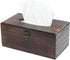 SINOBEST Rectangular Tissue Box Cover Decorative Wood Facial Tissue Holder with Hinged Lid Napkin Dispenser in Antique Style