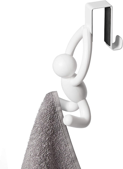 Umbra Buddy Space-Saving Over The Cabinet Storage Hooks, Kitchen and Bathroom Organizer, Set of 2, White, 2 Count