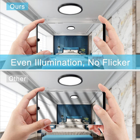 LED Flush Mount Ceiling Light Fixture, Daylight White 5000K, 9 Inch 18W, 1800 LM, Black Modern Ceiling Lamp, Flat Round Ceiling Lighting for Bedroom Closet Stairwell Hallway Kitchen
