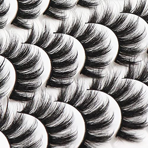 Veleasha Lashes 3D Faux Mink Lashes Fluffy False Eyelashes Natural Look 14 Pairs Lashes Pack Luxury Wispy Fake Eyelashes