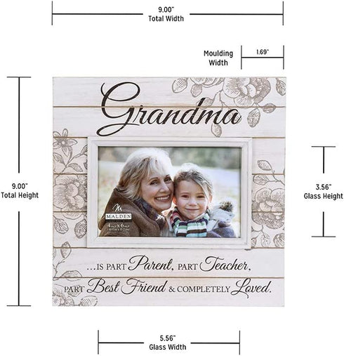 Malden International Designs Sun Washed Words Grandma Cream Distressed Picture Frame, 4x6, Cream