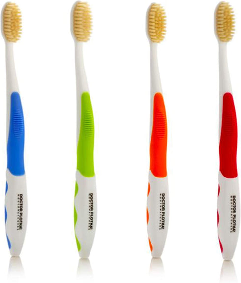 MOUTHWATCHERS - Manual Toothbrushes - Clean Teeth for Adult - 4 Count - Floss Bristle Silver - Invented by Doctor Plotka's - Variety