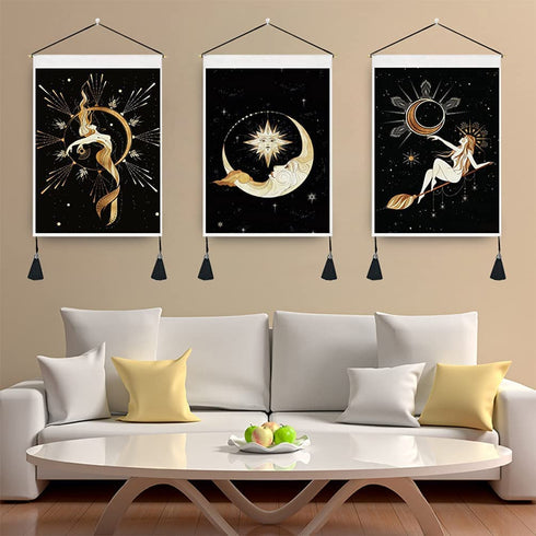 DAWNTREES Tapestry for Bedroom Teen Girl | wall Moon Tapestry Aesthetic | Moon Phase Tapestry | Tapestry Aesthetic for Room, Living Room,Dorm(50CMX35CM) (3 pieces)