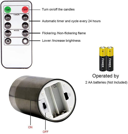 Eldnacele Glass Candles Flameless Flickering Candles with Remote Control & Timer, 3D Wick LED Battery Operated Pillar Candles Set of 3 Black Glass Candles Warm Light (D3? x H4? 5? 6?)