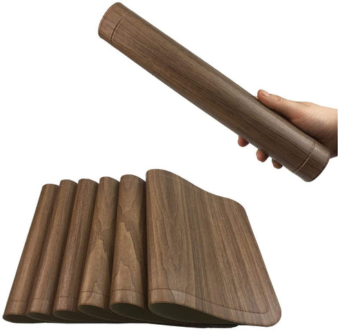 Red-A Dining Table Placemats Set of 6 Heat-Resistant Wipeable Table Mats for Kitchen Table Decoration Waterproof Vinyl Placemats Easy to Clean,Brown