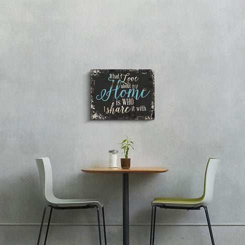 Family Canvas Wall Art, Home Prints Signs with Warm Saying Teal and Blue Wall Decor (12x15 inch)