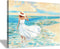Hardy Gallery Abstract Beach Picture Wall Art: Girl & Ocean Artwork Seascape Painting on Canvas for Bathroom (16? x 12? x 1 Panel)