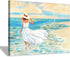 Hardy Gallery Abstract Beach Picture Wall Art: Girl & Ocean Artwork Seascape Painting on Canvas for Bathroom (16? x 12? x 1 Panel)