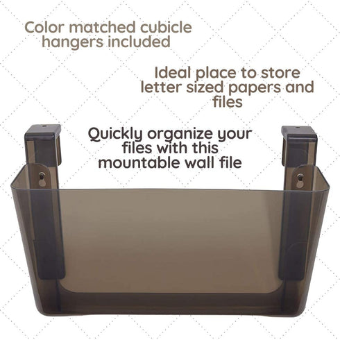 1InTheOffice Wall File Holder, Unbreakable 3-Pocket Plastic Letter Wall File, Plastic Wall Mount File Holder, 3 Pocket Wall File Holder, Smokey Black, 3 Pocket