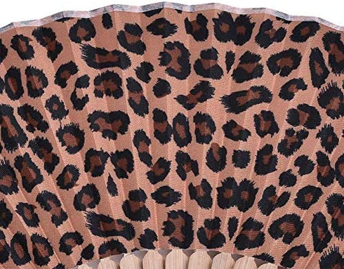 Hand Fan Bamboo Leopard Printed Folding Fan Cotton For Party Wedding Gift with Fan Cover