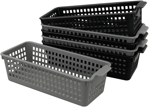 Vababa Plastic Desk Organizer Basket, Slim Storage Basket, Pack of 6