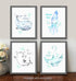 Confetti Fox Sea Nursery Pictures Wall Art Decor - 8x10 Unframed Set of 4 Prints - Kids Ocean Life Baby Animals - Whale Octopus Stingray Shark