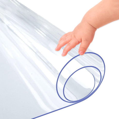 PoPoTo New Clear Plastic Tablecloth Cover Protector for Dining Room Table 16x32 Inch Desk Protector Mat Clear Vinyl Table Pad Protector Desk Pads Mats Wood Furniture Protective for Tabletop Countertop