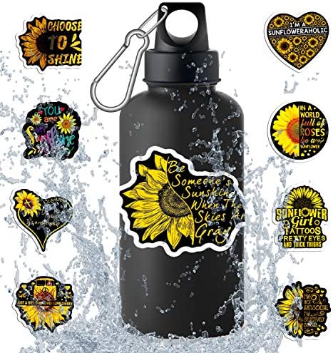 Sunflower Stickers Pack for Laptop,50 Pack Sticker Floral Themed Sunflower Decal for Girls,Vinyl Waterproof Stickers for Girls,Skateboard,Water Bottles,Computer,Phone