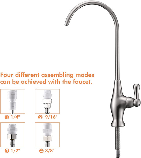 RULIA, Drinking Water Faucet,Water Filtration Faucet,Drinking Water Purifier Faucet, Kitchen Water Filter Faucet, Brushed Nickel, Stainless Steel, RB1032