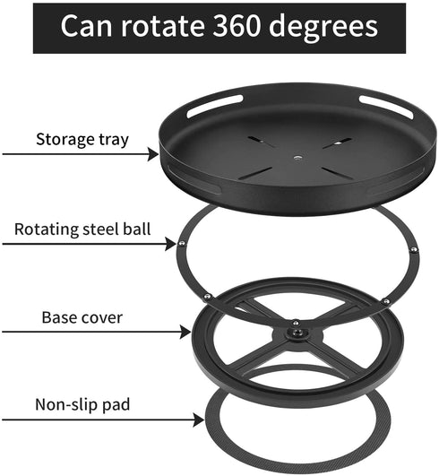 FORSPACELESS Iron Lazy Susan Organizer Turntable 11-Inch, Pantry Lazy Susan for Cabinet,Spice Rack for Kitchen,Black